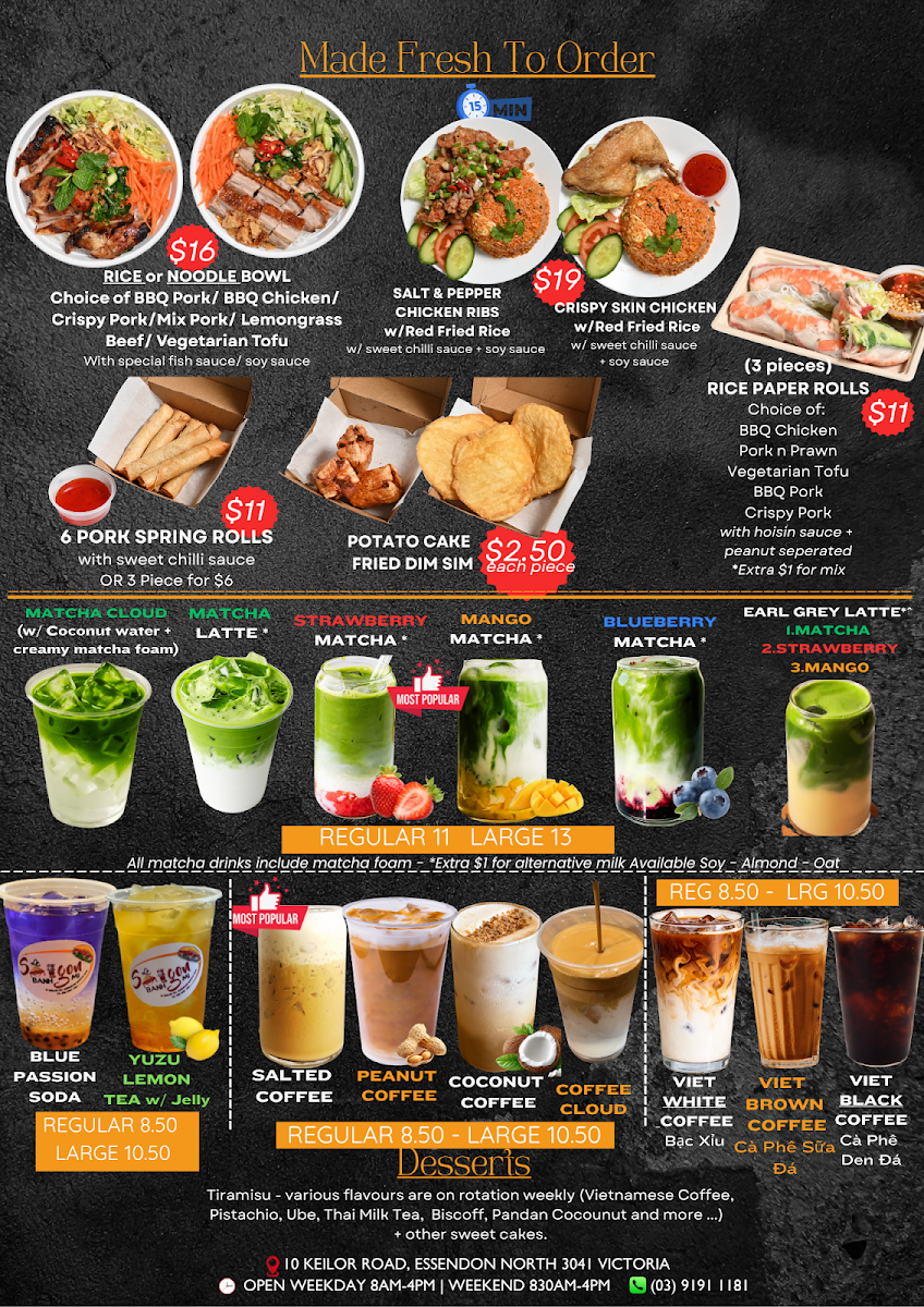 Menu, Le Saigon Banh Mi