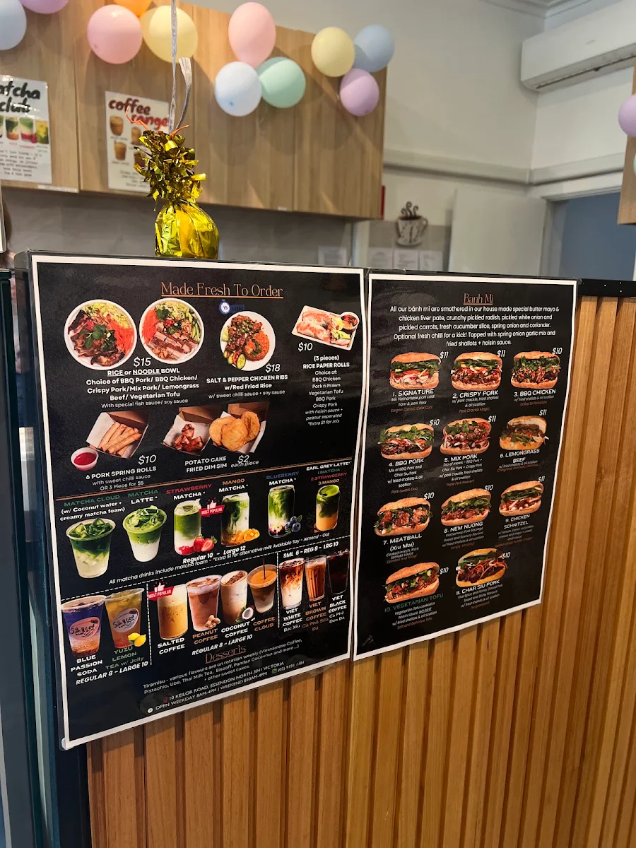 Menu, Le Saigon Banh Mi