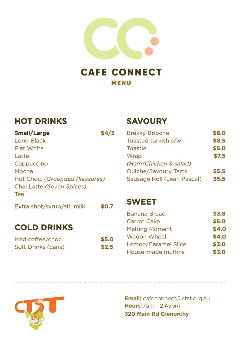 Menu, Cafe Connect