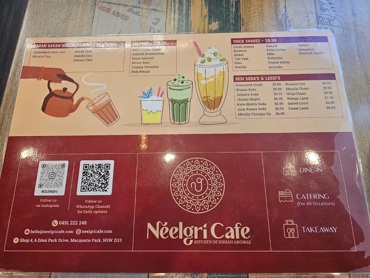Menu, Neelgri Cafe . Vegan & Vegetarian