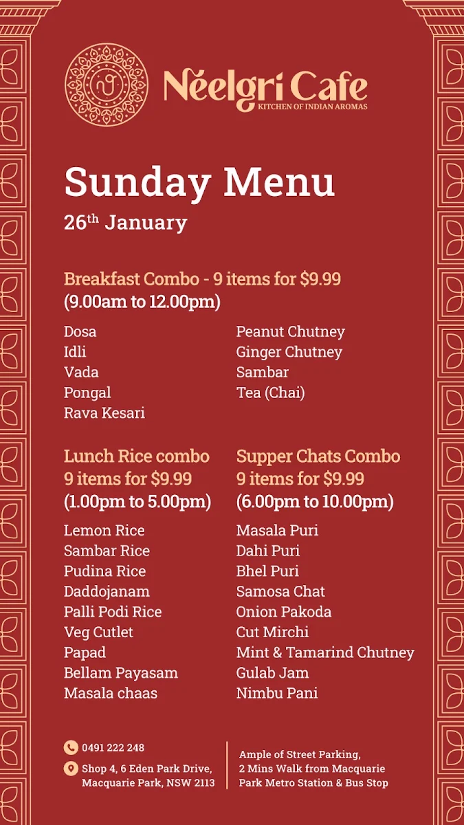 Menu, Neelgri Cafe . Vegan & Vegetarian