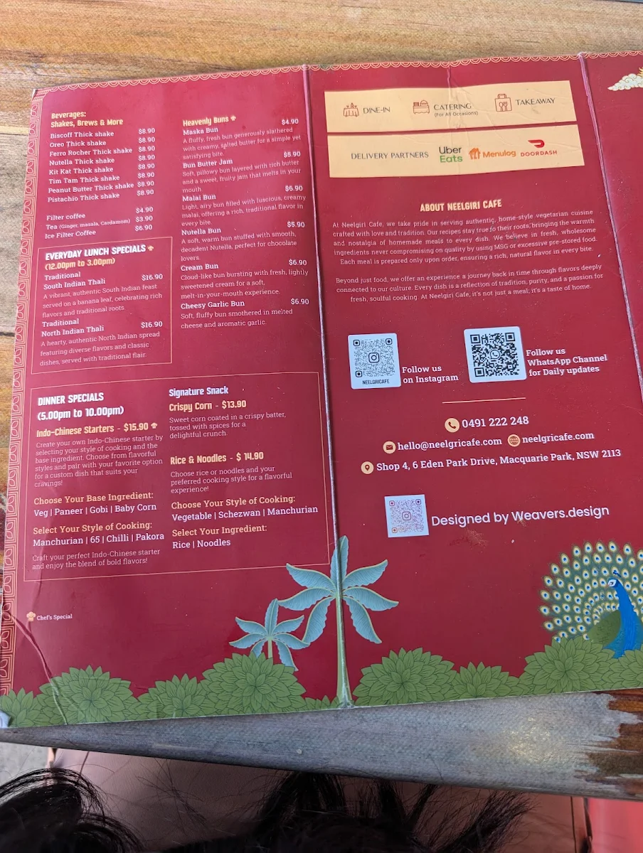 Menu, Neelgri Cafe . Vegan & Vegetarian