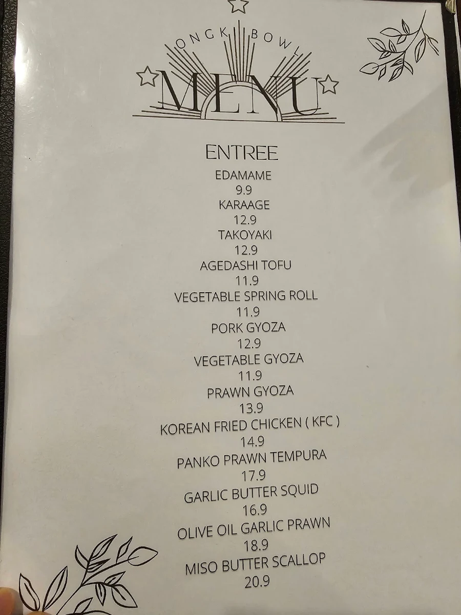 Menu, Asian StrEAT Sawtell