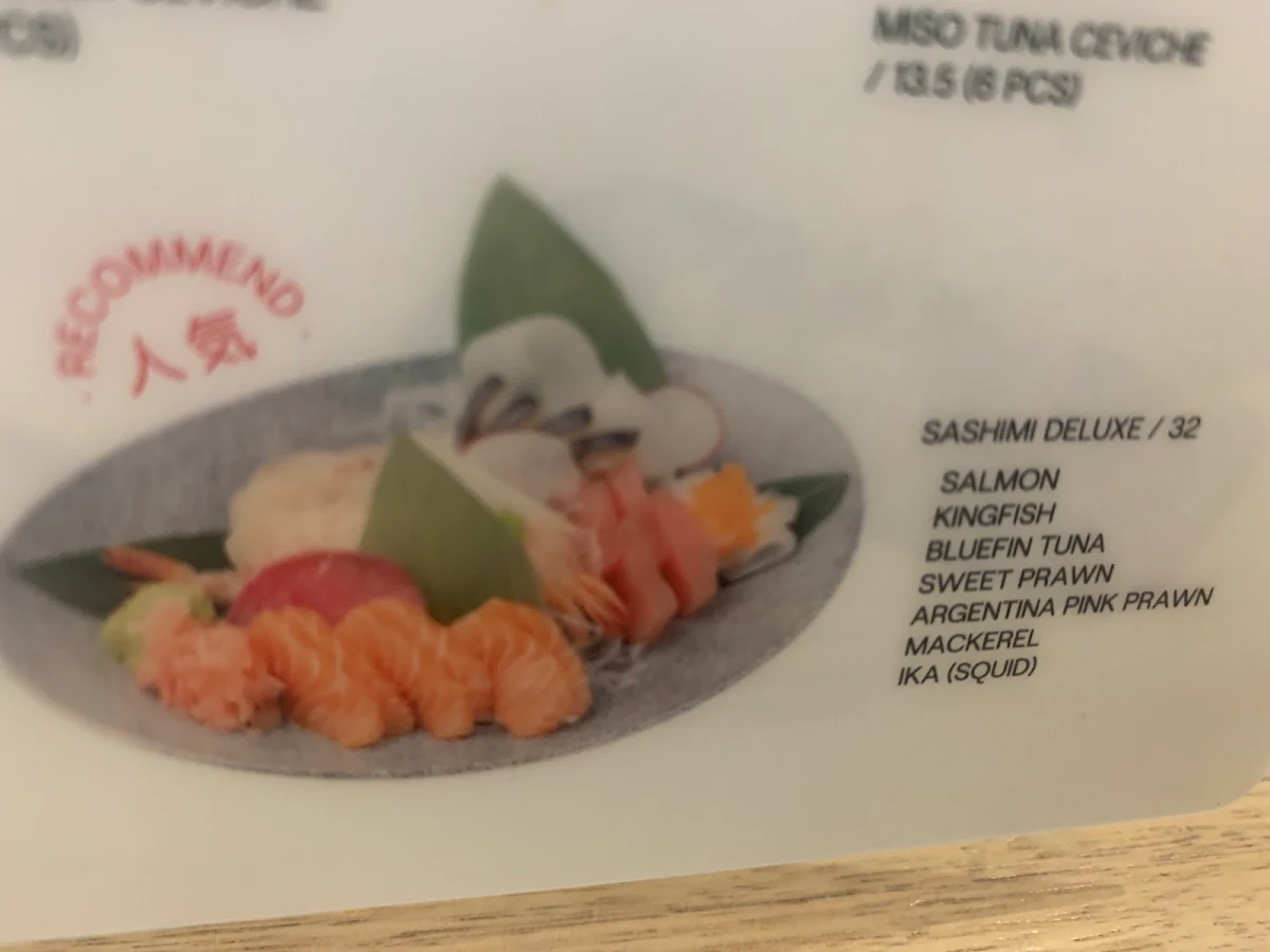 Menu, Kintaro Sushi