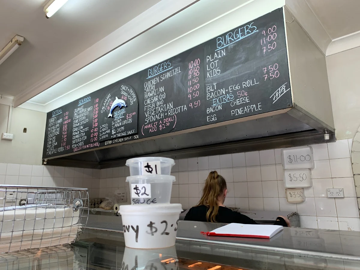 Menu, Grey Dolphins Takeaway