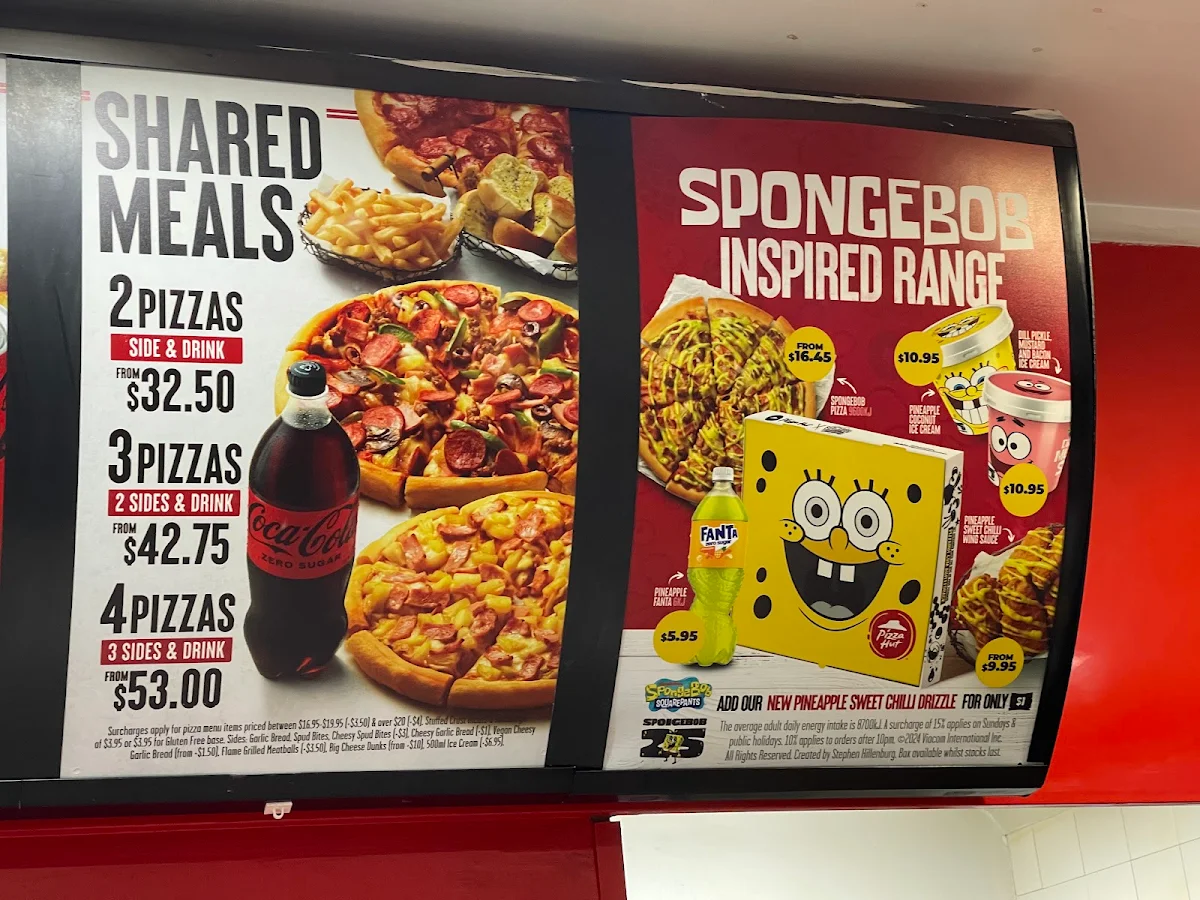 Menu, Pizza Hut Eastwood