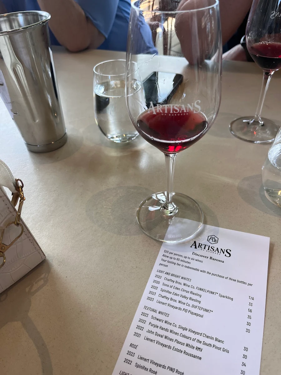 Menu, Artisans of Barossa