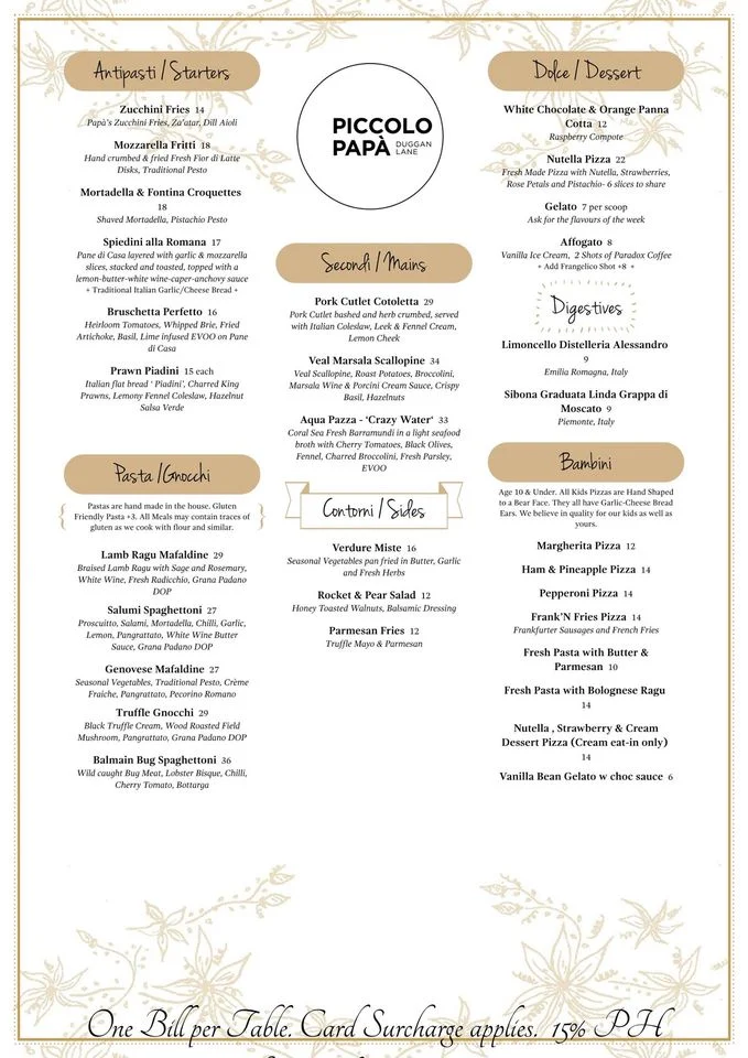 Menu, Piccolo Papà