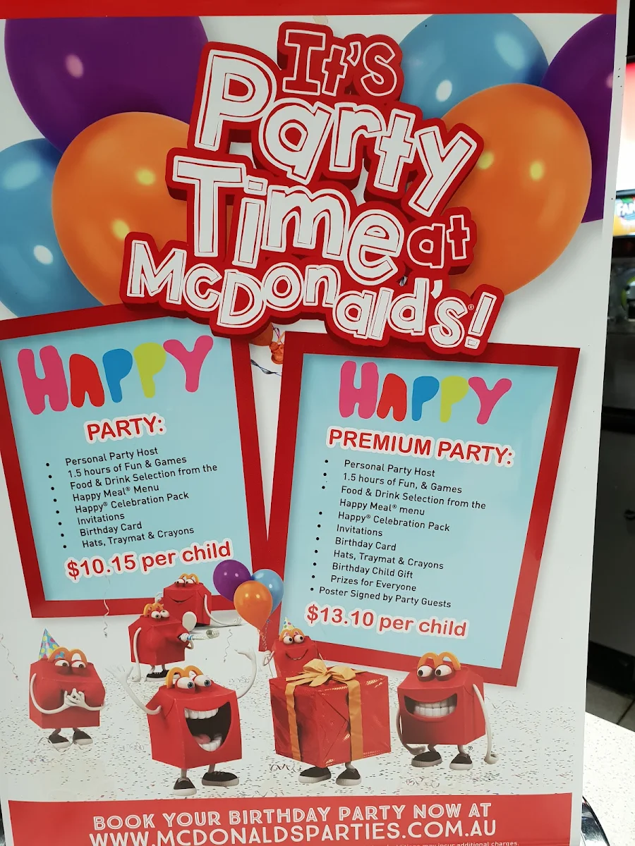 Menu, McDonald's Sebastopol