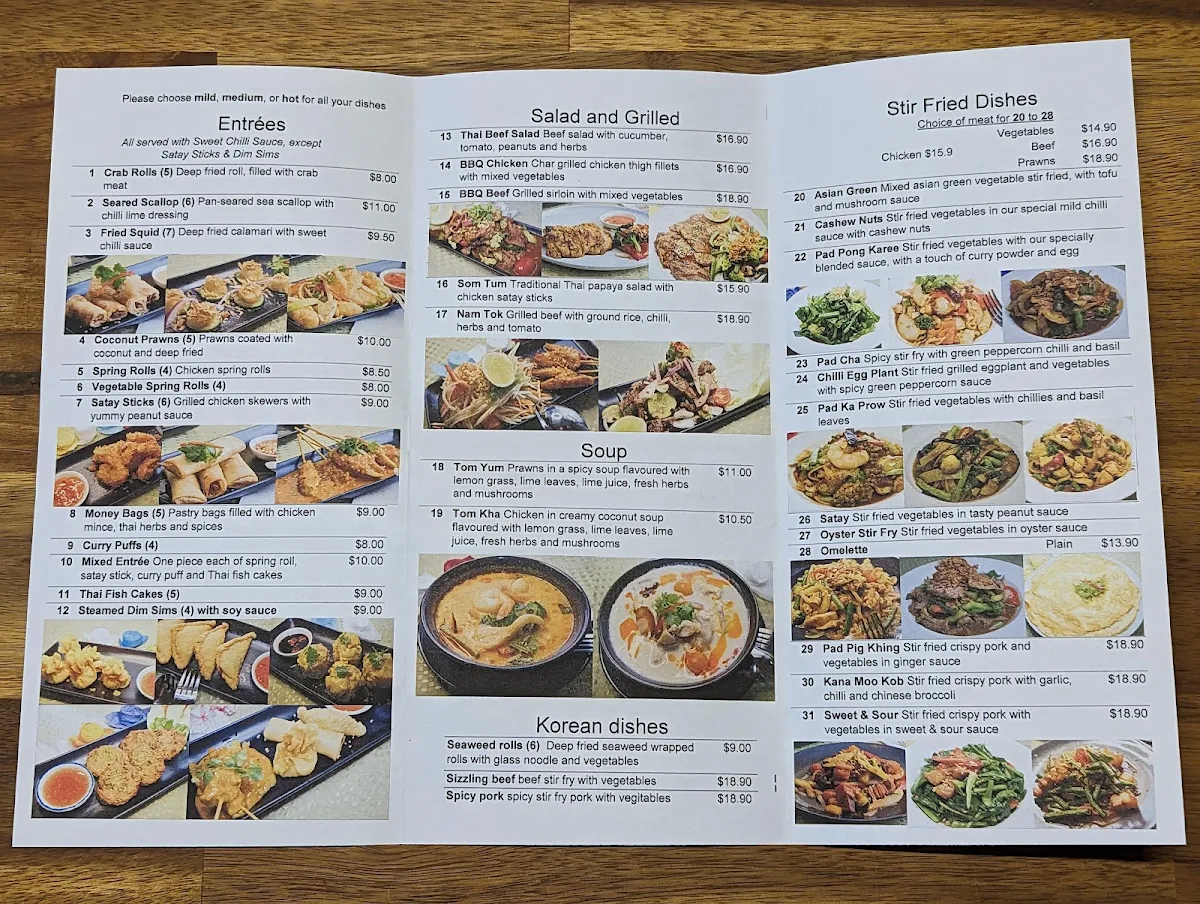 Menu, Sweet Basil Thai Restaurant Caboolture South
