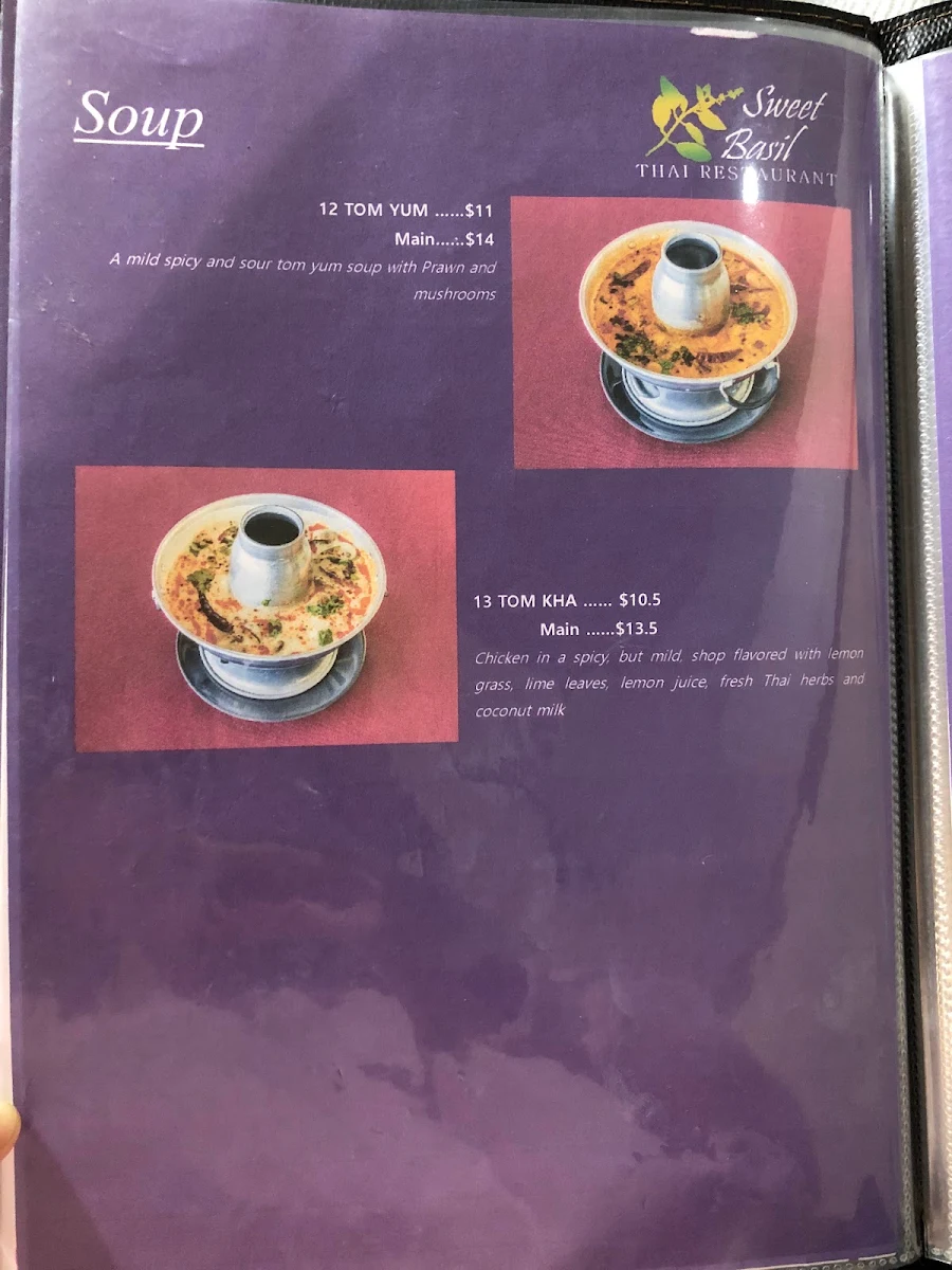 Menu, Sweet Basil Thai Restaurant Caboolture South