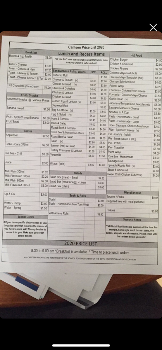 Menu, McDonald's Camira