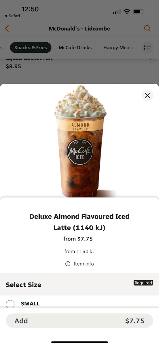 Menu, McDonald's Camira