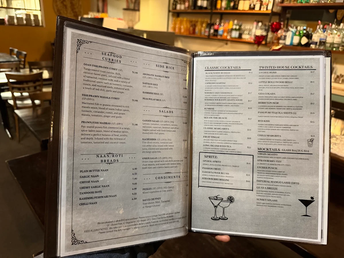 Menu, Imperial Indian Restaurant (Rockingham Beach Foreshore)