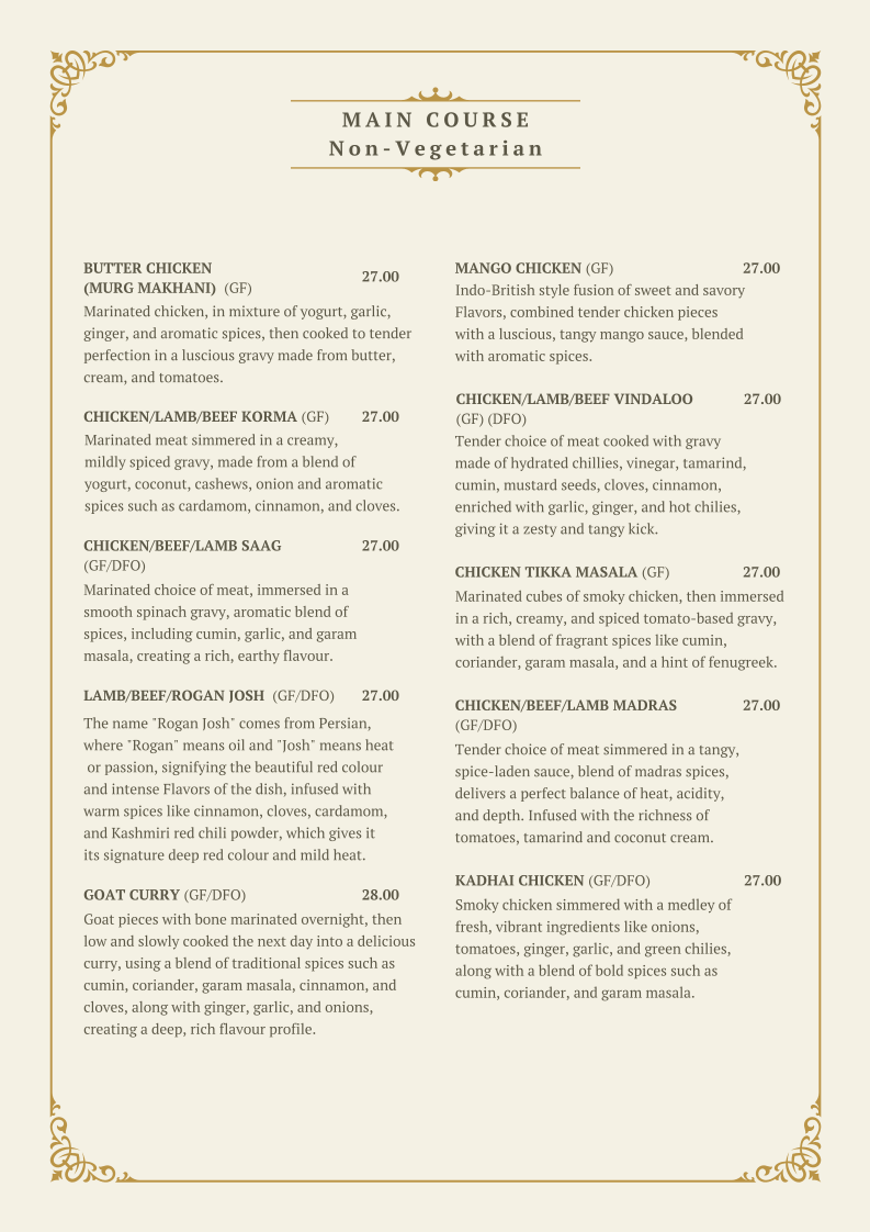 Menu, Imperial Indian Restaurant (Rockingham Beach Foreshore)
