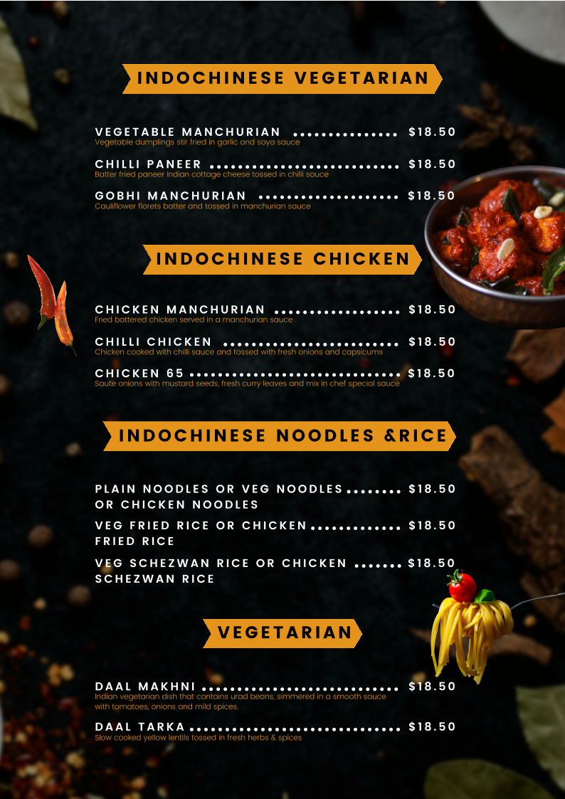 Menu, Jeeta Indian Restaurant & Catering