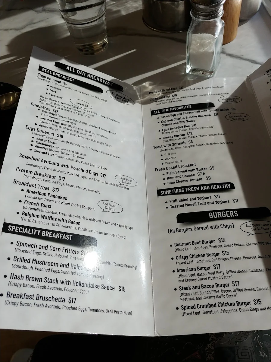 Menu, Bean Origin Belconnen