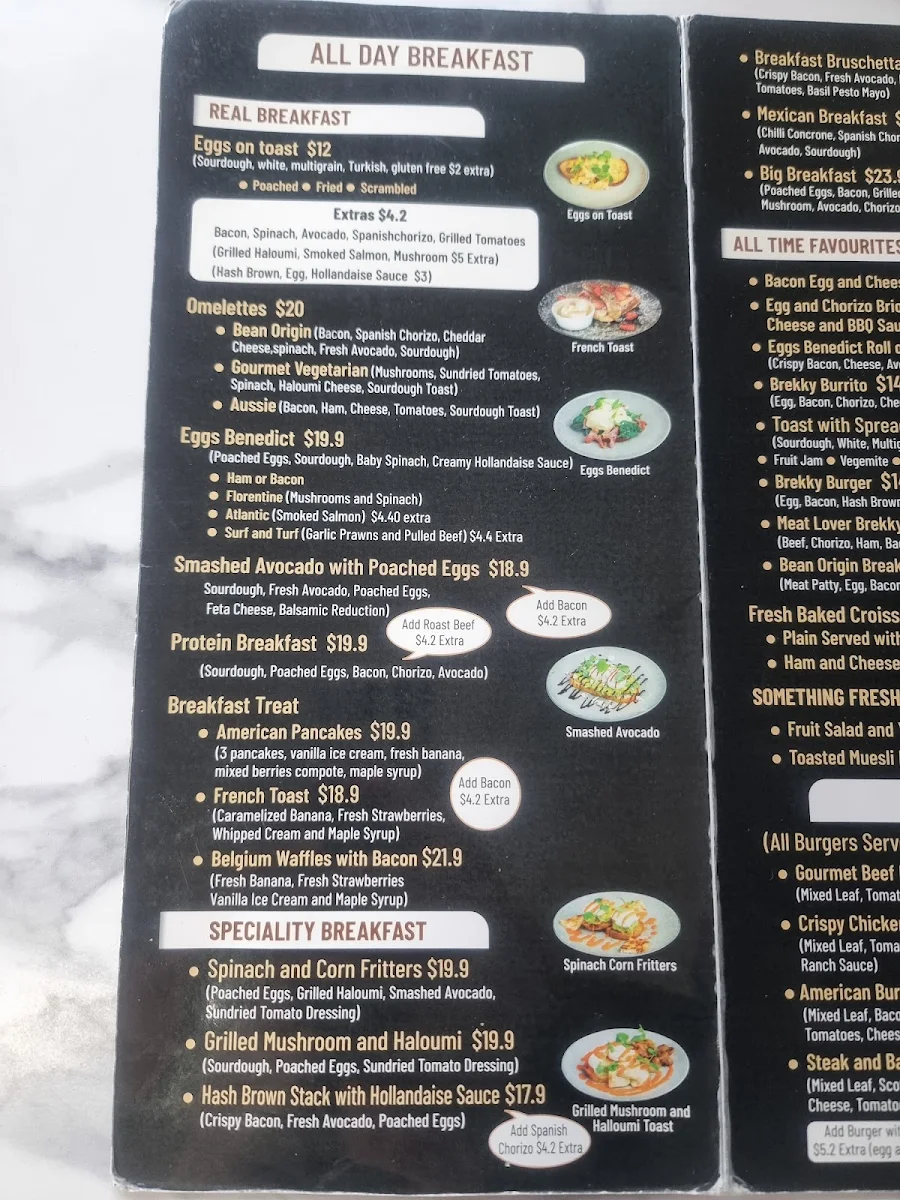 Menu, Bean Origin Belconnen