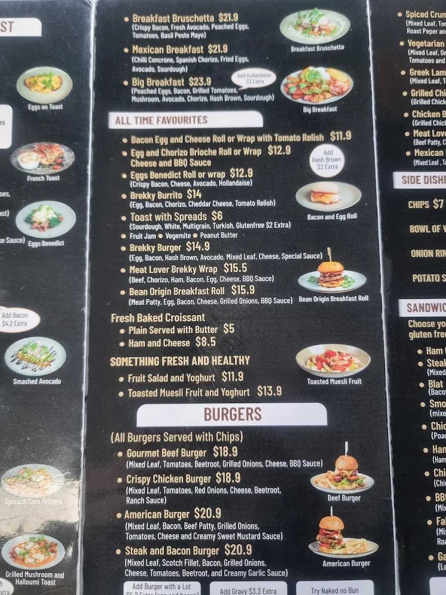 Menu, Bean Origin Belconnen