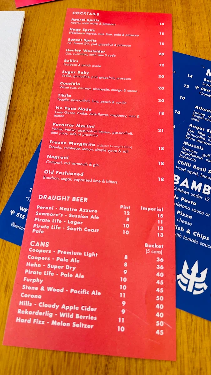 Menu, Seamore's