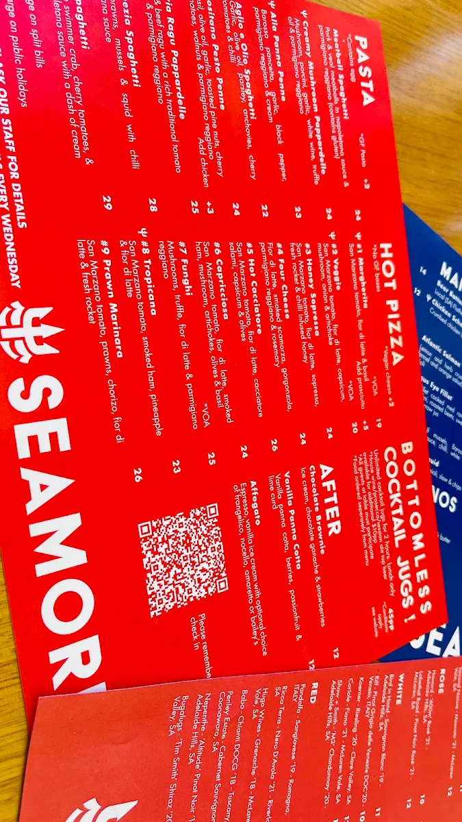 Menu, Seamore's
