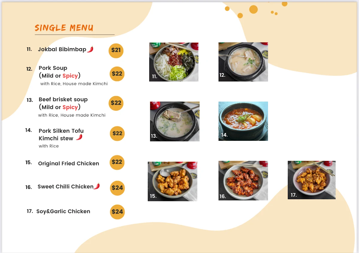Menu, Tasty Rumour Sunnybank