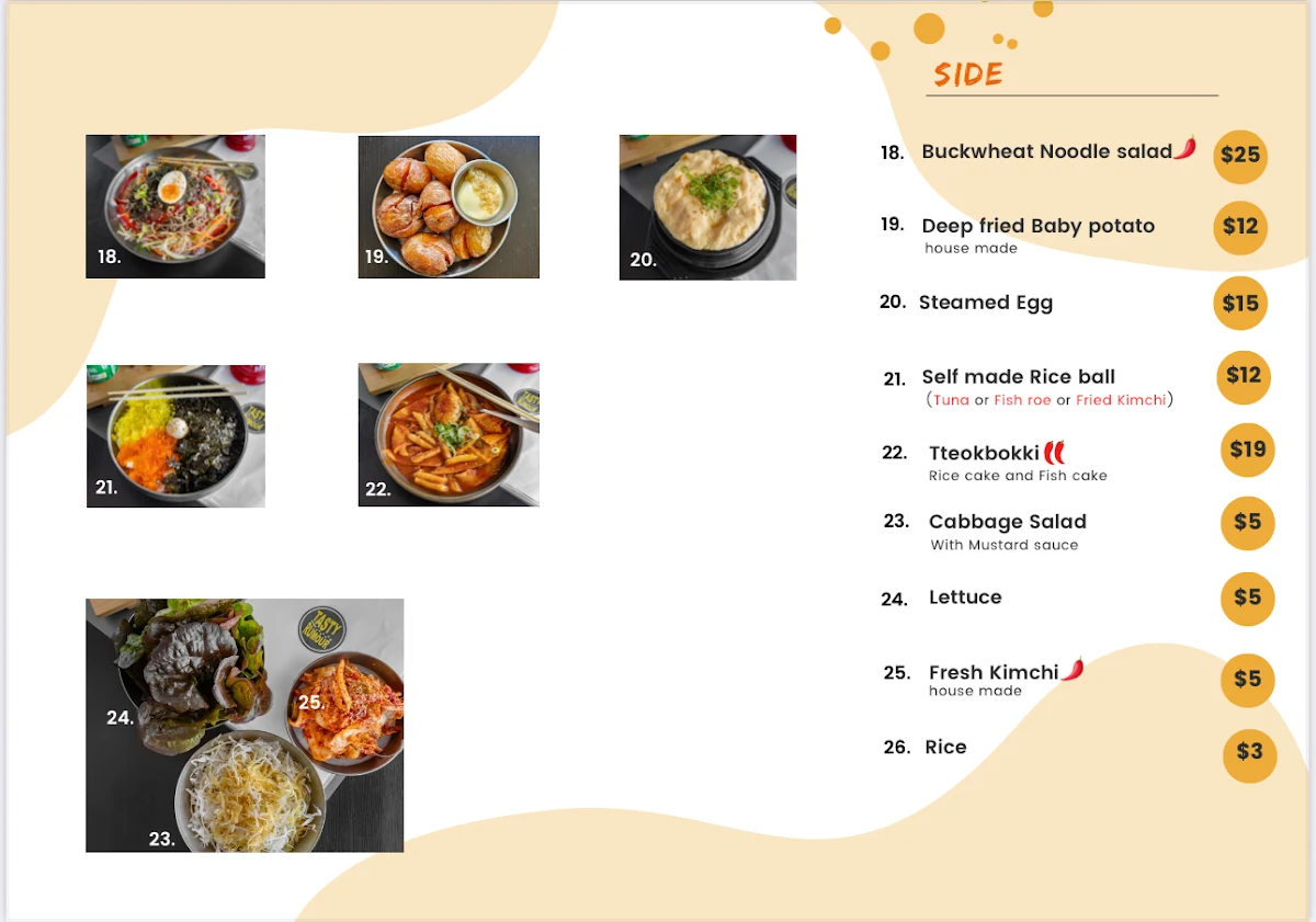 Menu, Tasty Rumour Sunnybank