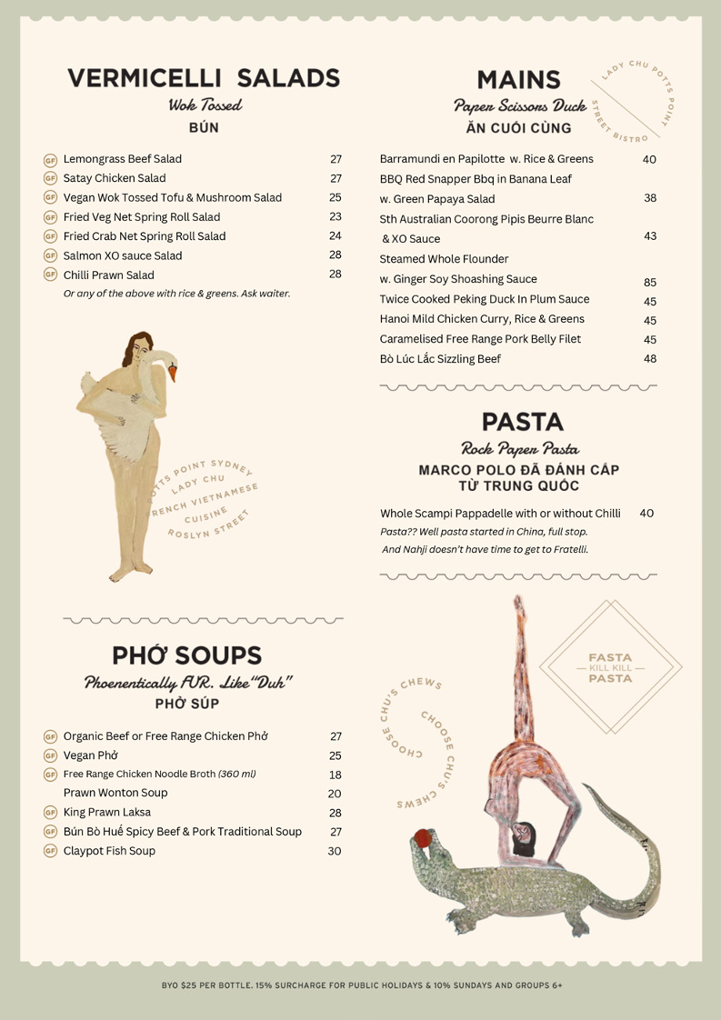 Menu, Lady Chu