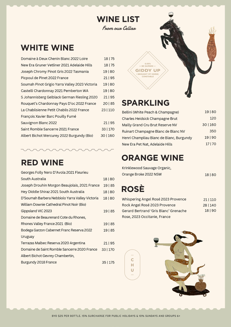 Menu, Lady Chu