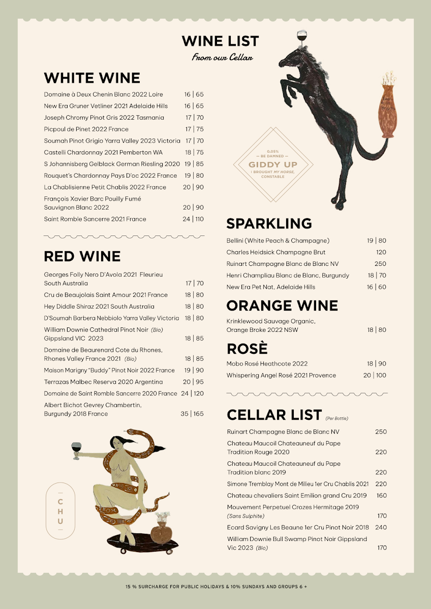 Menu, Lady Chu