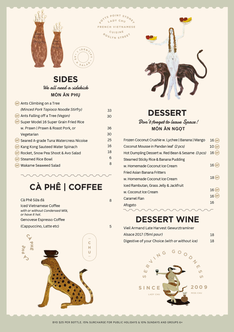 Menu, Lady Chu