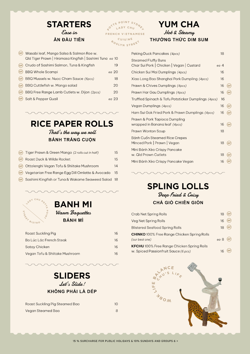 Menu, Lady Chu