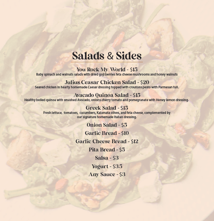 Menu, Al Faisal Mandi Brighton-Le-Sands
