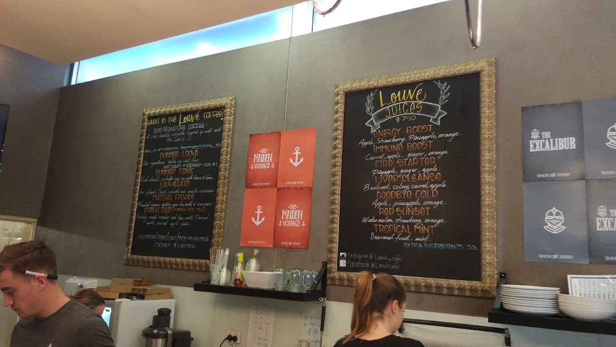 Menu, Louve Cafe & Function Venue