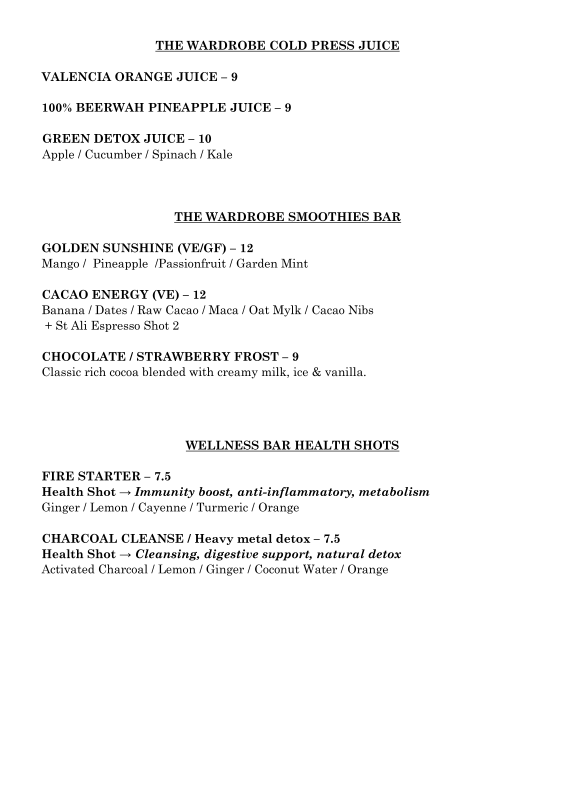 Menu, Earth Walker & Co General Store & Cafe
