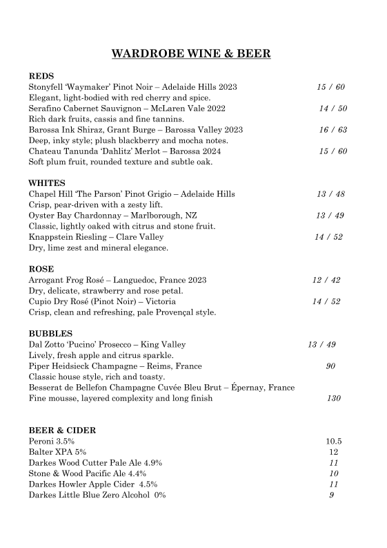 Menu, Earth Walker & Co General Store & Cafe