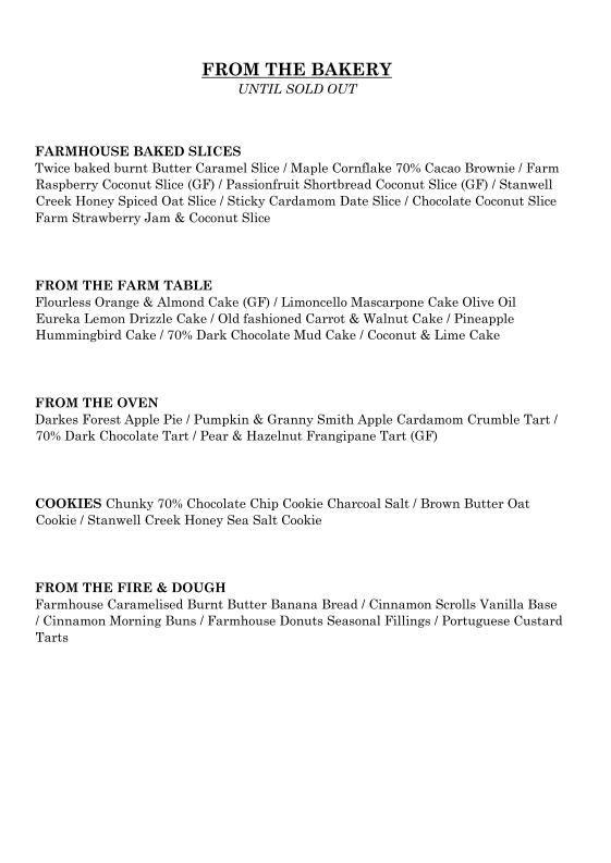 Menu, Earth Walker & Co General Store & Cafe