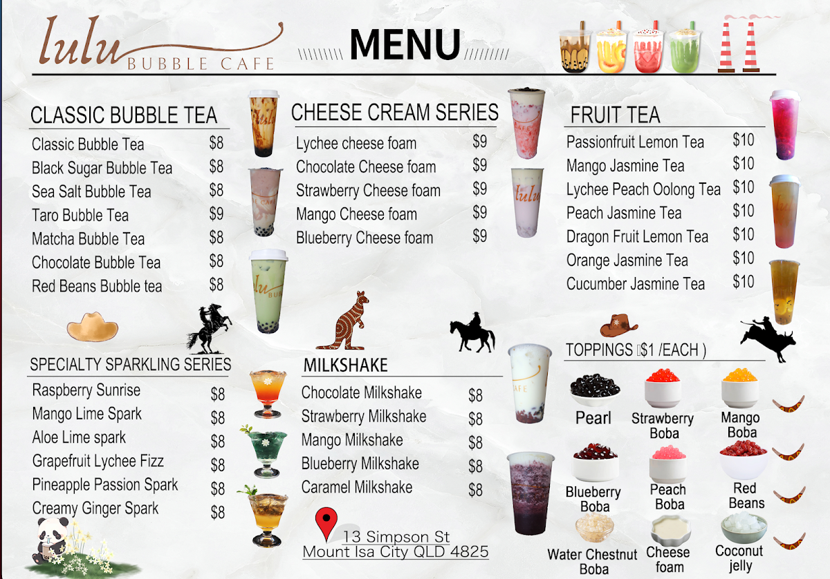 Menu, lulu bubble cafe