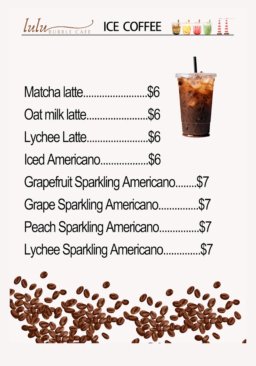 Menu, lulu bubble cafe