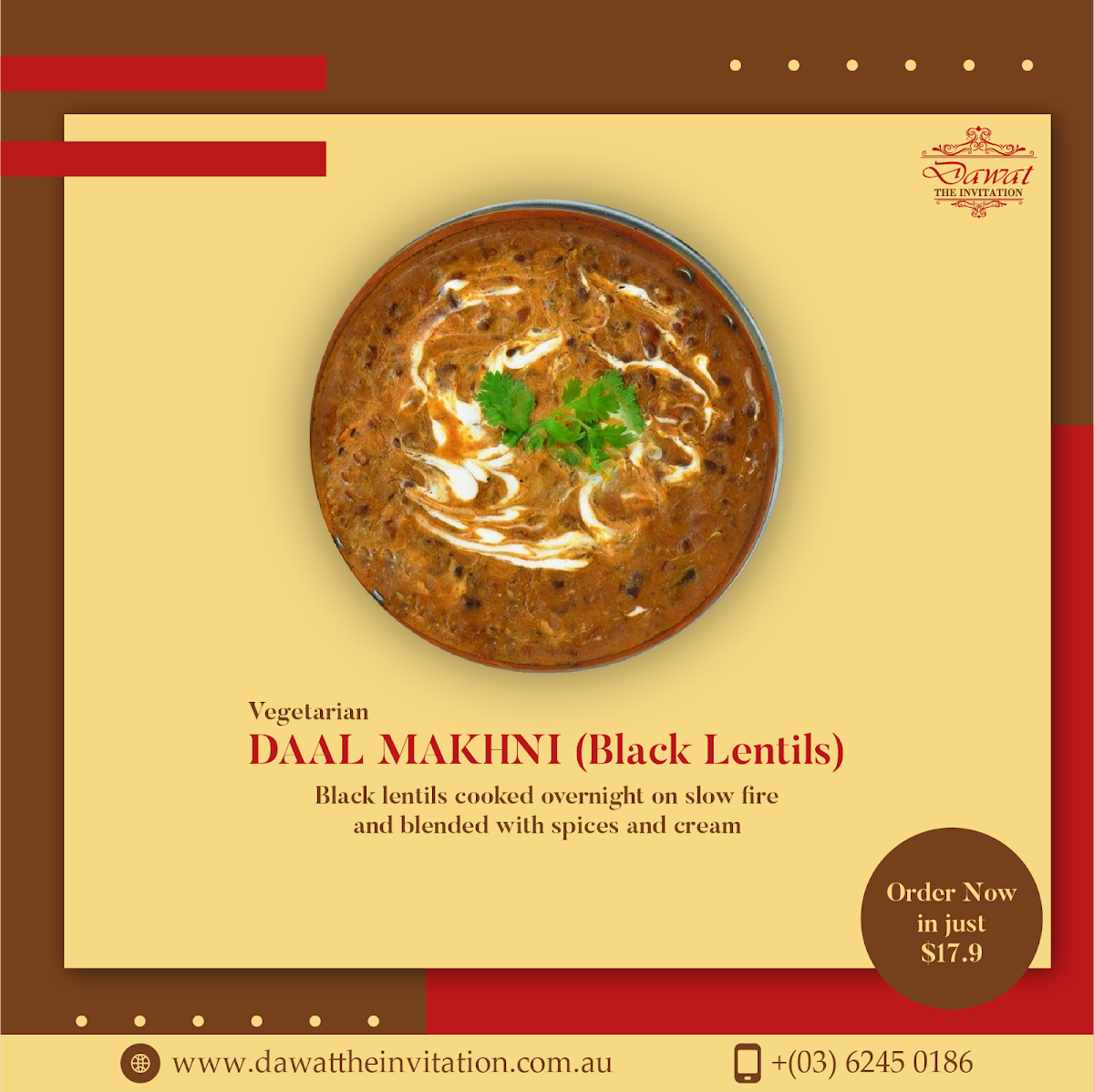 Menu, Dawat "The Invitation" Indian Cuisine