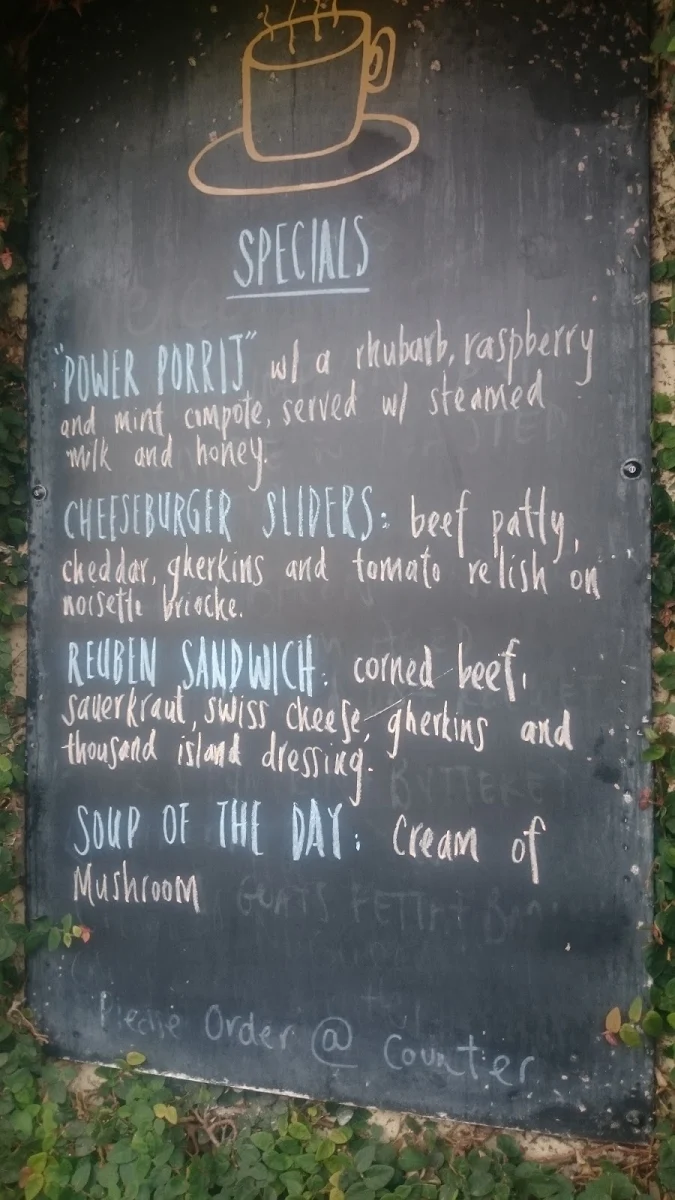 Menu, Coffee Traders.