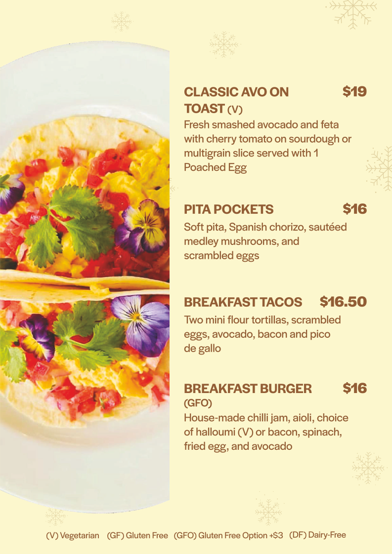 Menu, EQ Cafe & Bakehouse | Canberra Centre