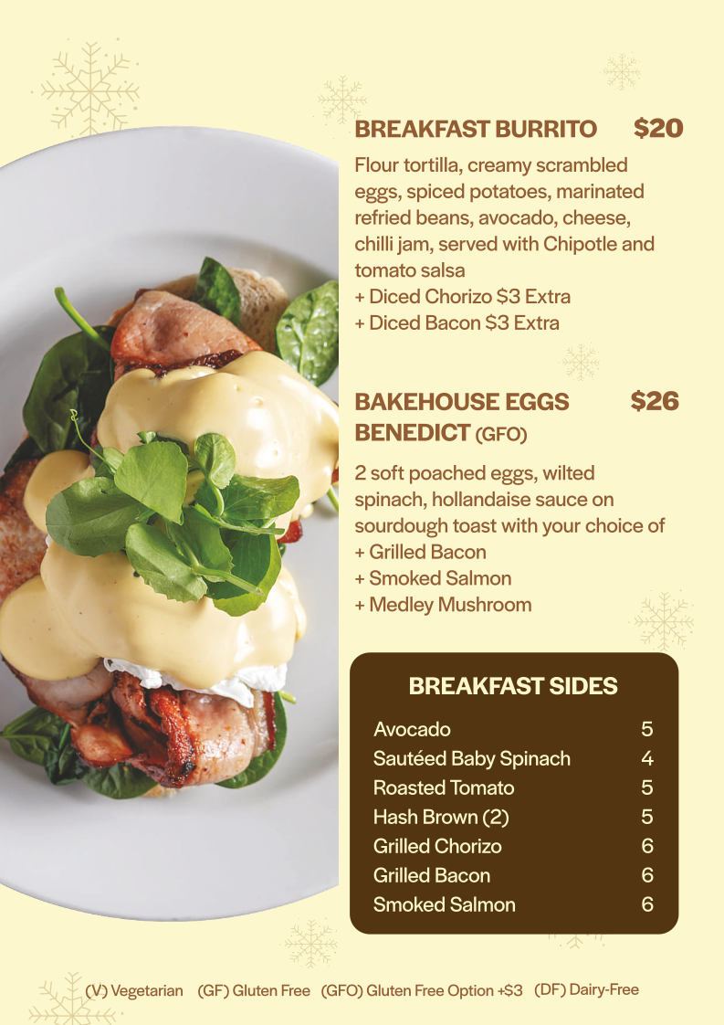 Menu, EQ Cafe & Bakehouse | Canberra Centre
