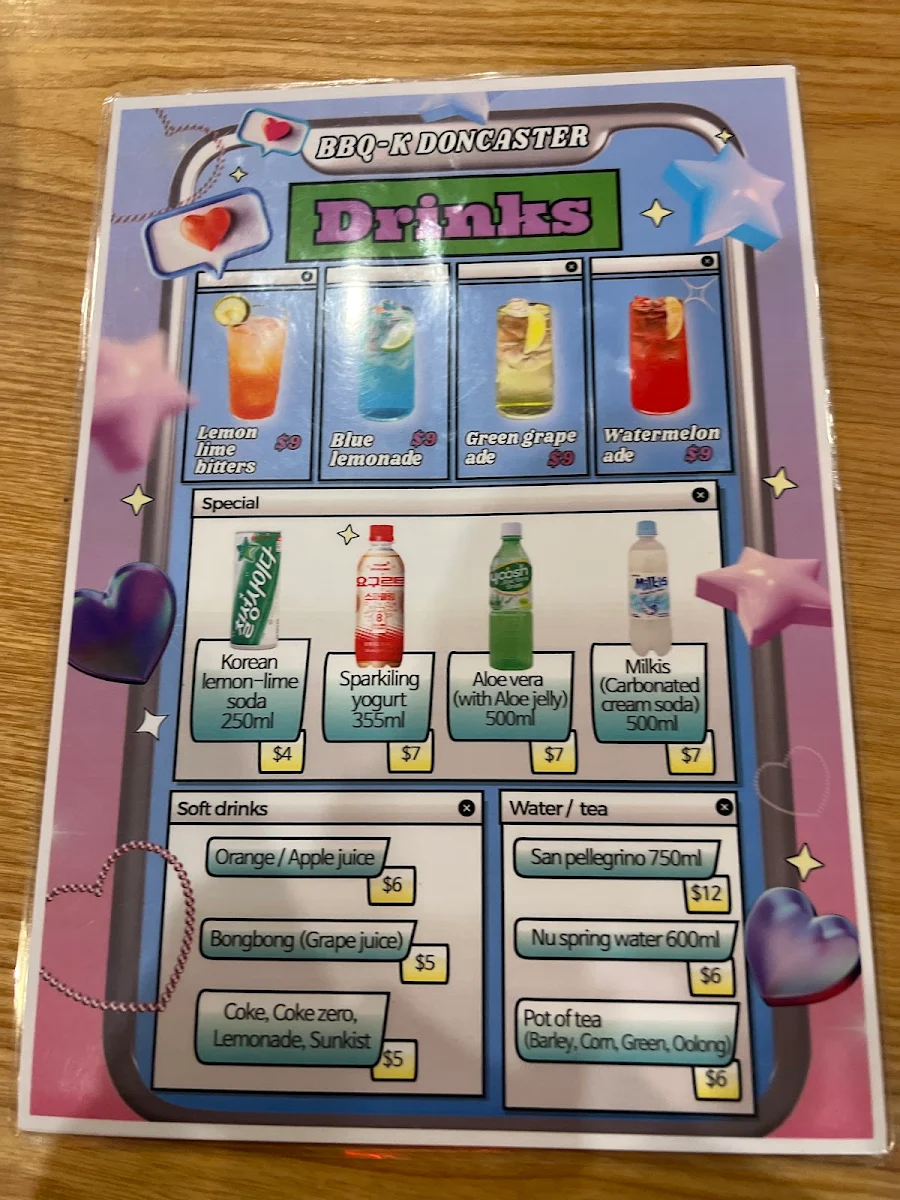 Menu, BBQ-K Doncaster