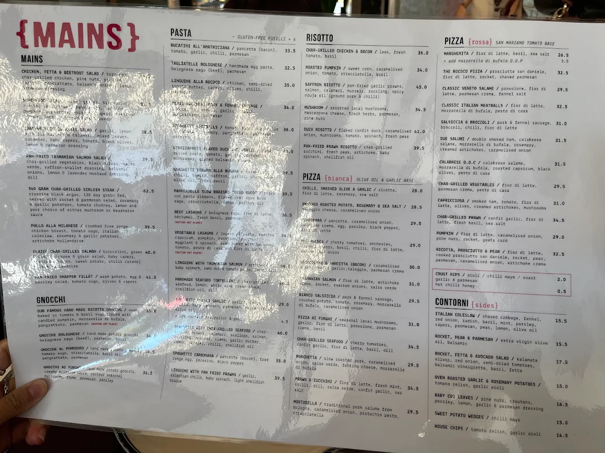 Menu, Rococo St Kilda