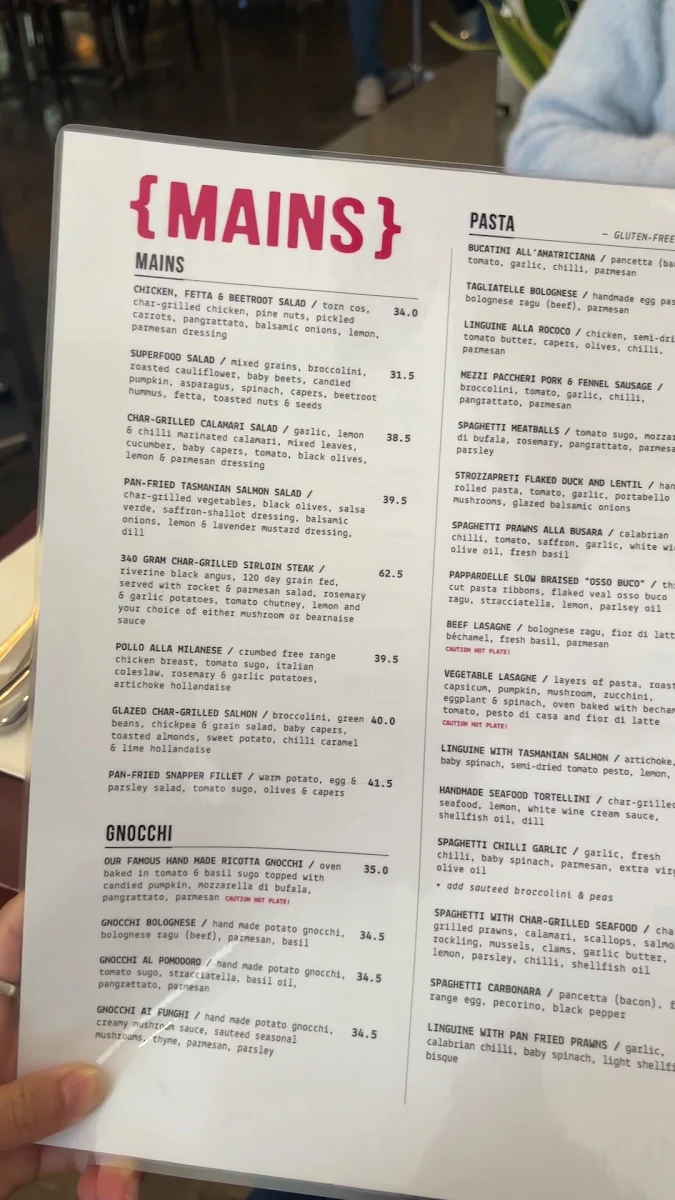 Menu, Rococo St Kilda