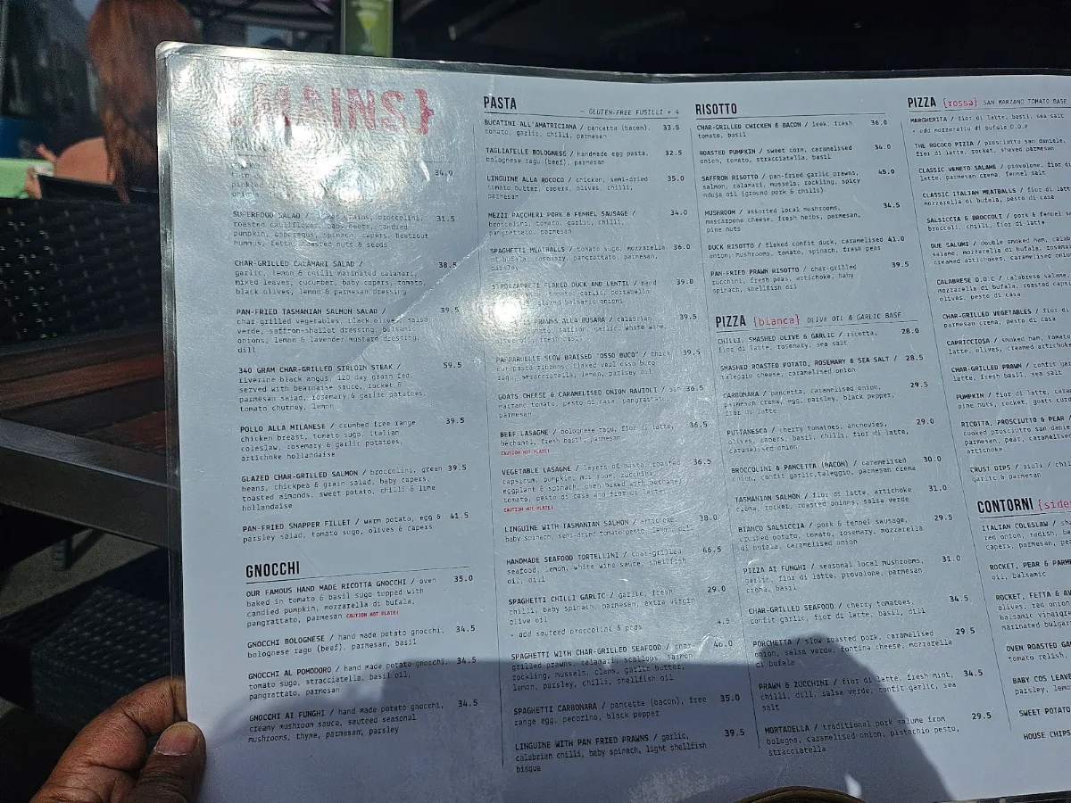 Menu, Rococo St Kilda