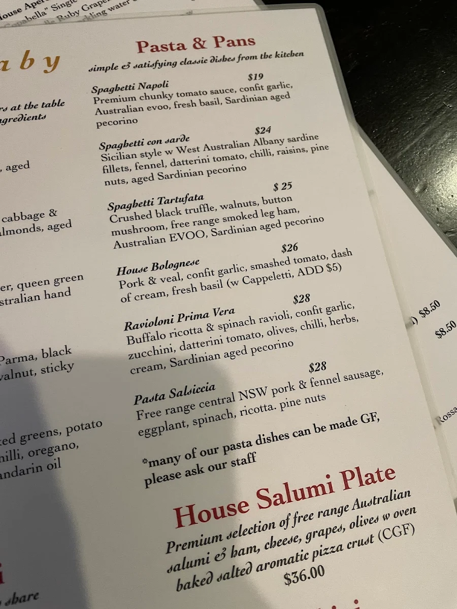 Menu, PIZZE BABY