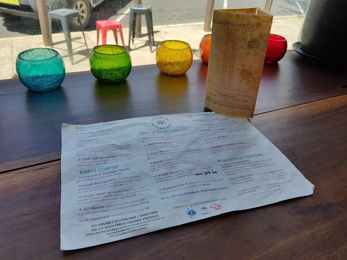 Menu, Rawsome Earth Cafe