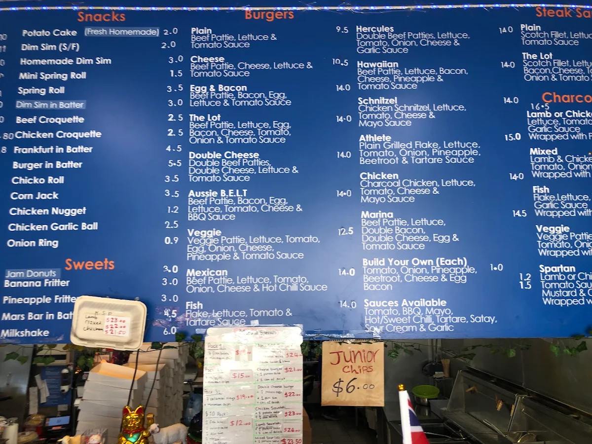 Menu, Marina Fish & Chips